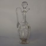 Victorian cut glass claret jug and stopper, 33.5cm high, stopper possibly associated, good overall