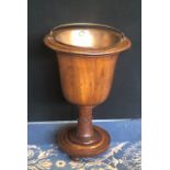 William IV/Early Victorian mahogany urn shaped cellarette, with folding bale handle and brass liner,