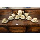 1920's Japanese Satsuma pottery six place setting coffee service, comprising six coffee cups and