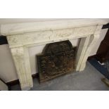 Marble effect ceramic fire surround of Georgian design, with relief cast floral ornament