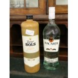 100cl Bottle of Bacardi & 1 Litre Bottle Jonge Bols Dutch Gin