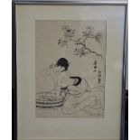19th/20th Century Japanese - Woodblock print - Woman washing, 36cm x 25cm, later frame