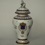 19th Century Samson porcelain 'Armorial' vase and cover, gilded and enamelled with floral sprays and