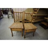 Pair Victorian bamboo and wicker chairs