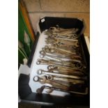 Box of vintage spanners