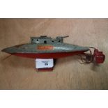 Sutcliffe 'Unda-Wunda' tinplate model clockwork submarine (A/F)