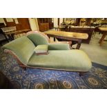 Late Victorian inlaid mahogany chaise longue