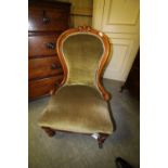 Victorian walnut spoon back nursing chair