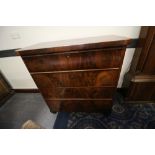 19th Century South German figured mahogany chest of drawers