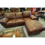 brown leather chaise end settee