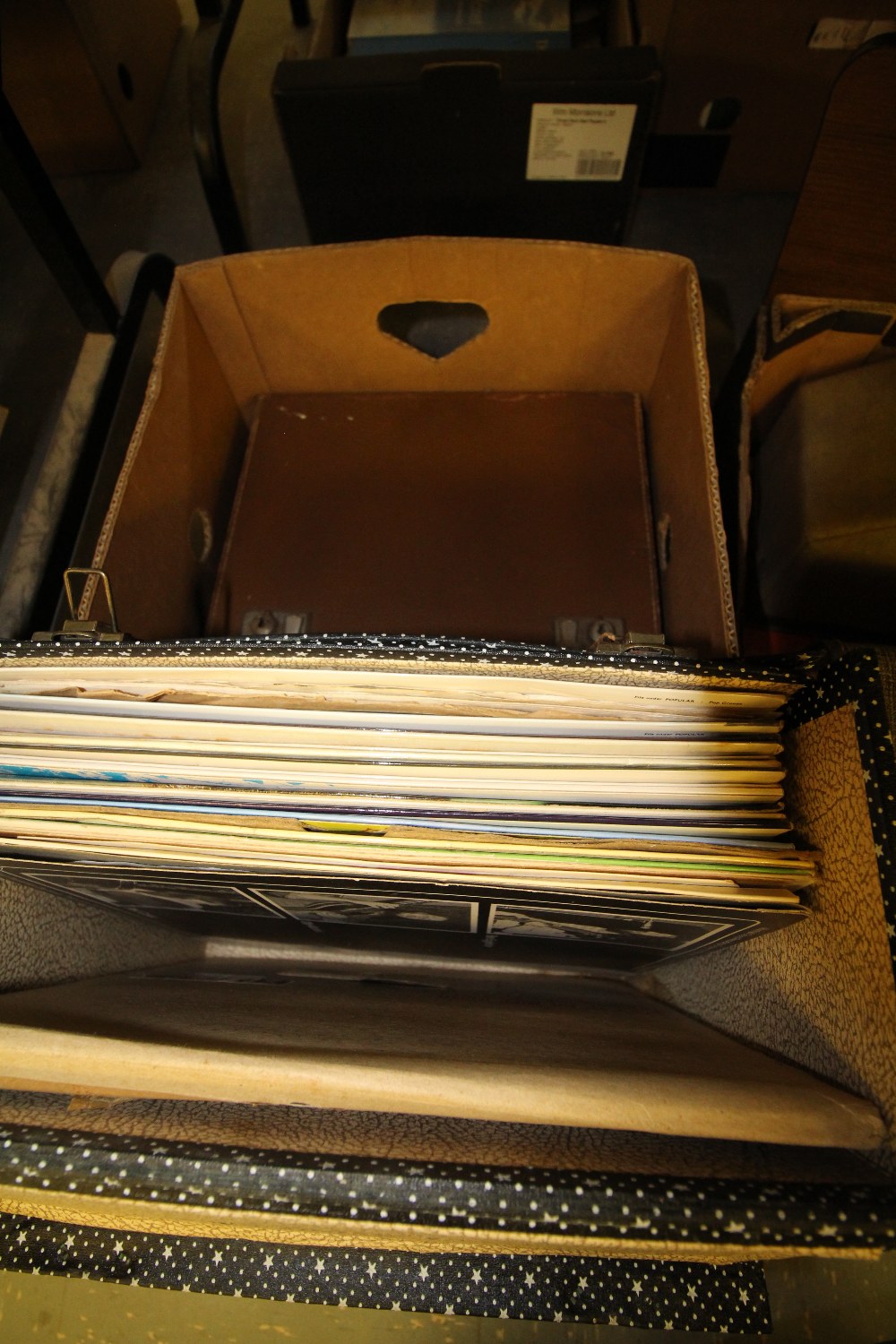 2 Vintage Record Boxes and a Collection of Vinyl and Old 78's Shellac