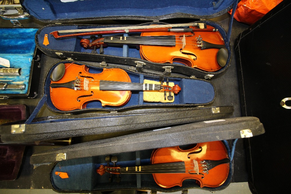 3 Small Chinese Cased Violins