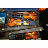 3 Small Chinese Cased Violins