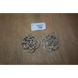 Pair of silver-plated rose earrings