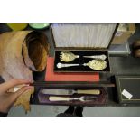 Victorian cased knife and fork and other cutlery