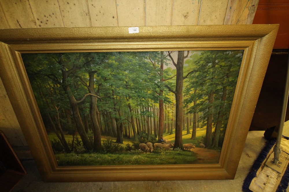 Willgerdt (?) - Oil Painting - Woodland Scene in Gilt Frame