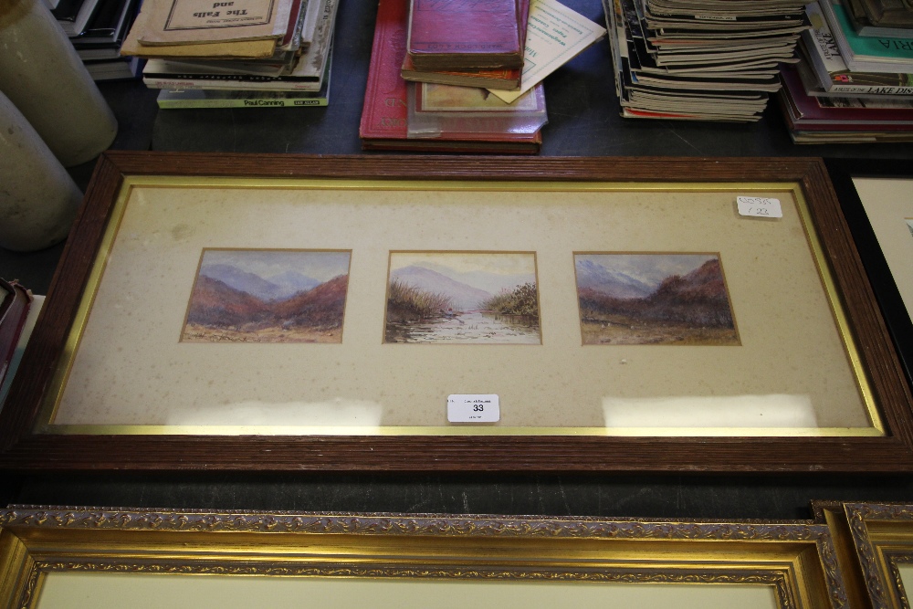 19th Century framed trio of watercolours of Lakeland scenes