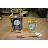 2 Halcyon Days enamels wind up carriage clocks