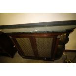 Marble Top Brass Grille Side Cabinet