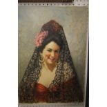 Unframed oil on canvas - Spanish Lady