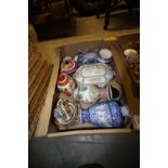 Box of Spode Tureen and various blue and white etc