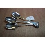 3 George III Scottish silver Old English Pattern spoons by Jamieson of Aberdeen (engraved)