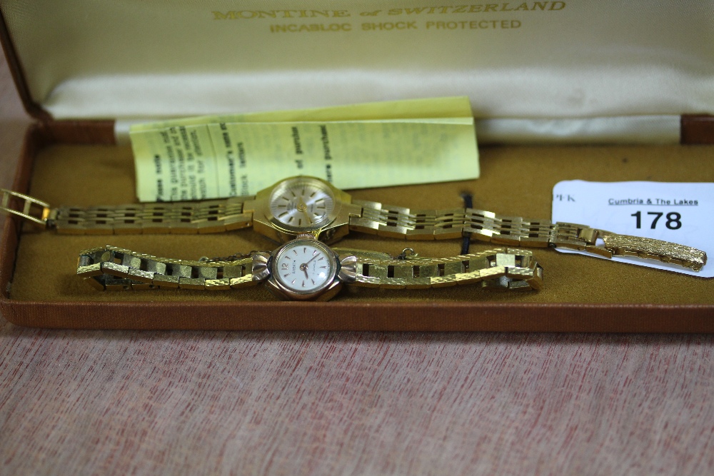 2 ladies gilt metal wristwatches, boxed