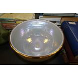 Tobias Harrison, Cartmel Fell Pottery blue lustre bowl with gilt rim