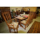 Ercol elm refectory table and 8 chairs