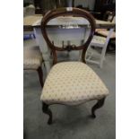 3 Victorian Walnut Balloon Back Chairs and Mahogany Towel Rail