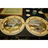 2 paintings in original circular frames of Buttermere and possibly Ashness Bridge, signed 'Carina'