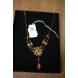 Gilt metal and paste necklace - Indian inspiration