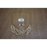 Costume jewellery wedding suite - rose gold coloured and simulated pearl necklace and similar