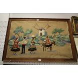 Portuguese embroidered and painted picture