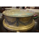 Large Elkington gilt wedding cake standd, height 25cm, base diameter 76cm, top diameter 72cm