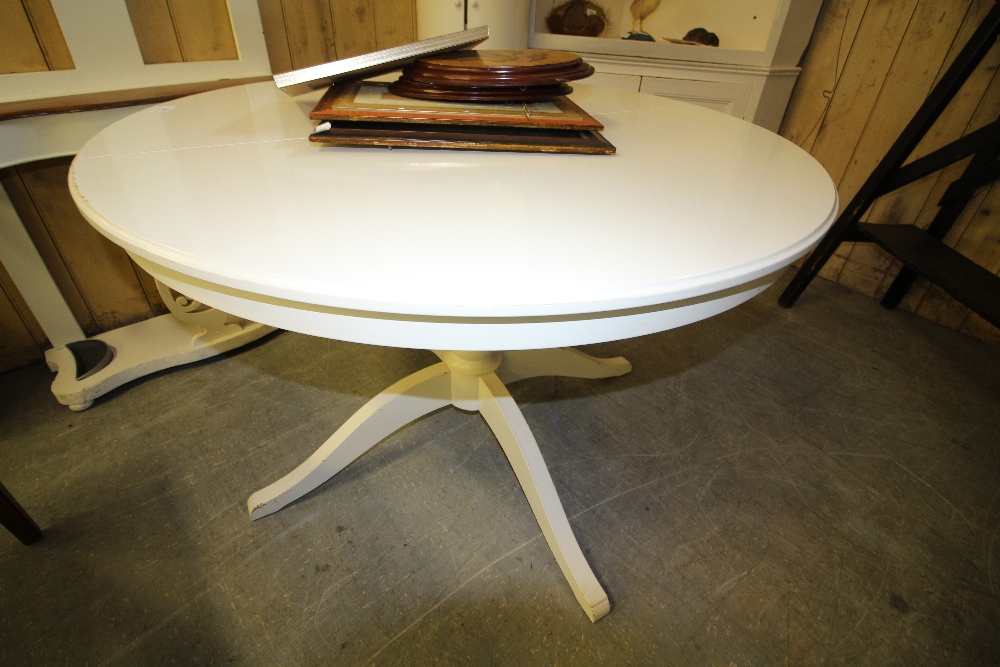 Round White Pedestal Table with Leaves