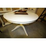 Round White Pedestal Table with Leaves