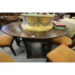 Oak drop leaf table with drawer