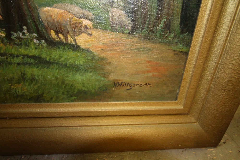Willgerdt (?) - Oil Painting - Woodland Scene in Gilt Frame - Bild 2 aus 2