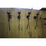 Set of 4 Wood & Wrought Iron Wall Sconces