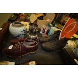 Pair of vintage clogs and modern pair with clog book