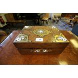 Victorian brass and ivory mounted walnut work box (a.f.)