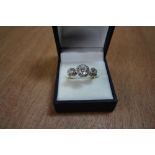 9ct gold 3 stone CZ ring