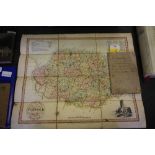 Thomas Dix - coloured engraving - folding map of Norfolk, backed on canvas (A/F) and Wilson (Philip)