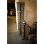 3 carved columns oak and mahogany