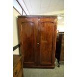 Victorian figured mahogany wardrobe (lacking correct cornice)