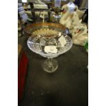 Tudor cut glass champagne bowl, etched mark to base, 14cm high