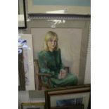 Karen Simmon - large pastel -Lady in Green Dress