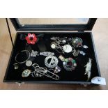 Box of misc jewellery inc Scottish silver