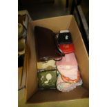 Box of Vanity Items including 5 Radley Purses, Dressing Table items etc